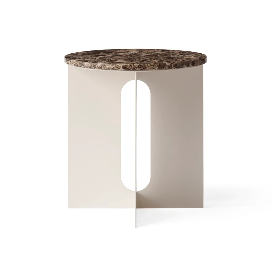 Androgyne side table, Emperador marble-ivory steel, Ø42 cm Audo Copenhagen