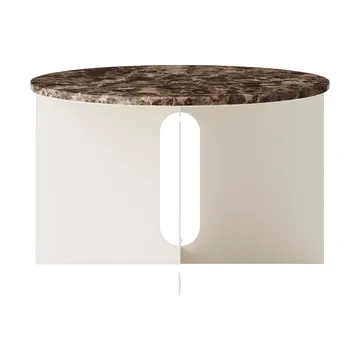 Androgyne side table - Emperador marble-ivory steel, Ø65 cm - Audo Copenhagen