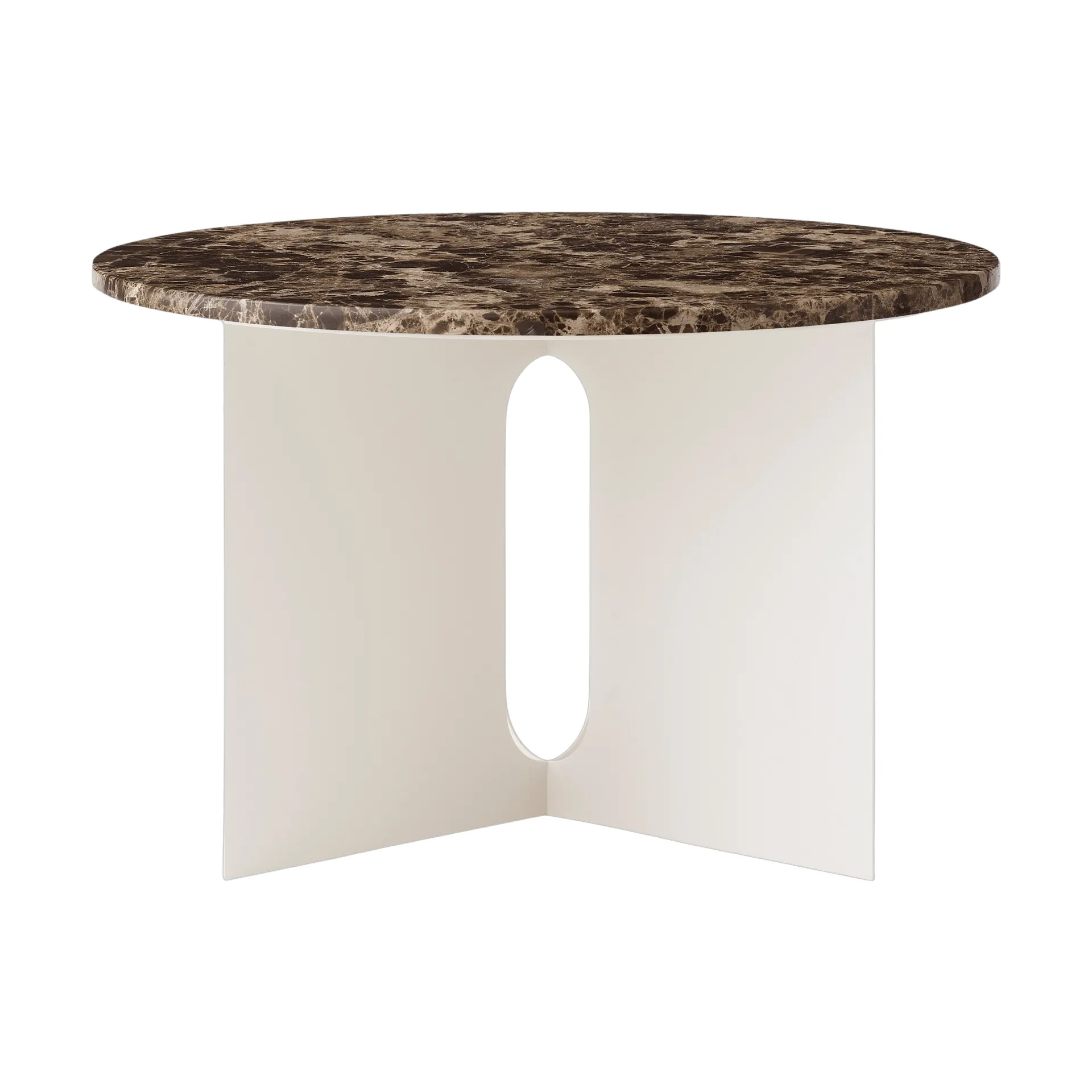Androgyne side table, Emperador marble-ivory steel, Ø65 cm Audo Copenhagen