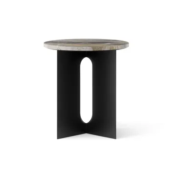 Androgyne side table - Grey Galaxy marble-black steel, Ø42 cm - Audo Copenhagen