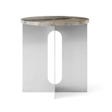 Androgyne side table - Grey Galaxy marble-brushed steel, Ø42 cm - Audo Copenhagen