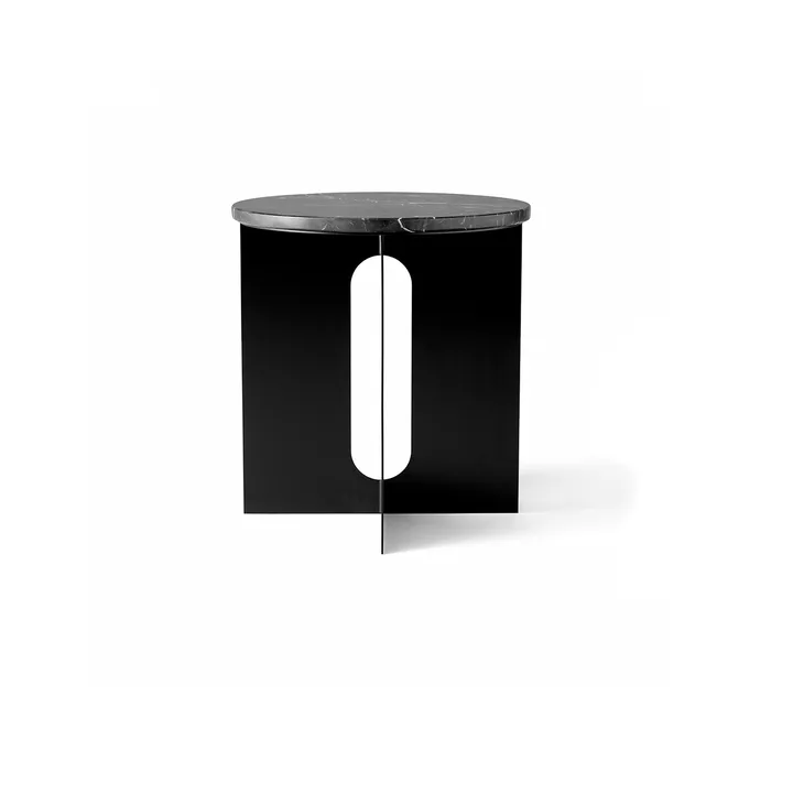 Androgyne side table - Nero Marquina marble-black steel, Ø42 cm - Audo Copenhagen