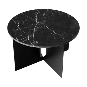 Androgyne side table - Nero Marquina marble-black steel, Ø65 cm - Audo Copenhagen