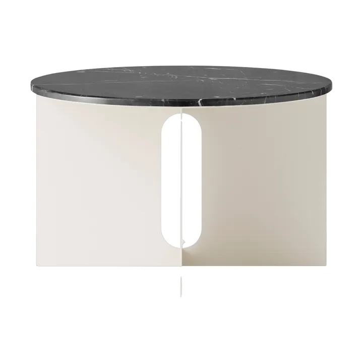 Androgyne side table - Nero Marquina marble-ivory steel, Ø65 cm - Audo Copenhagen