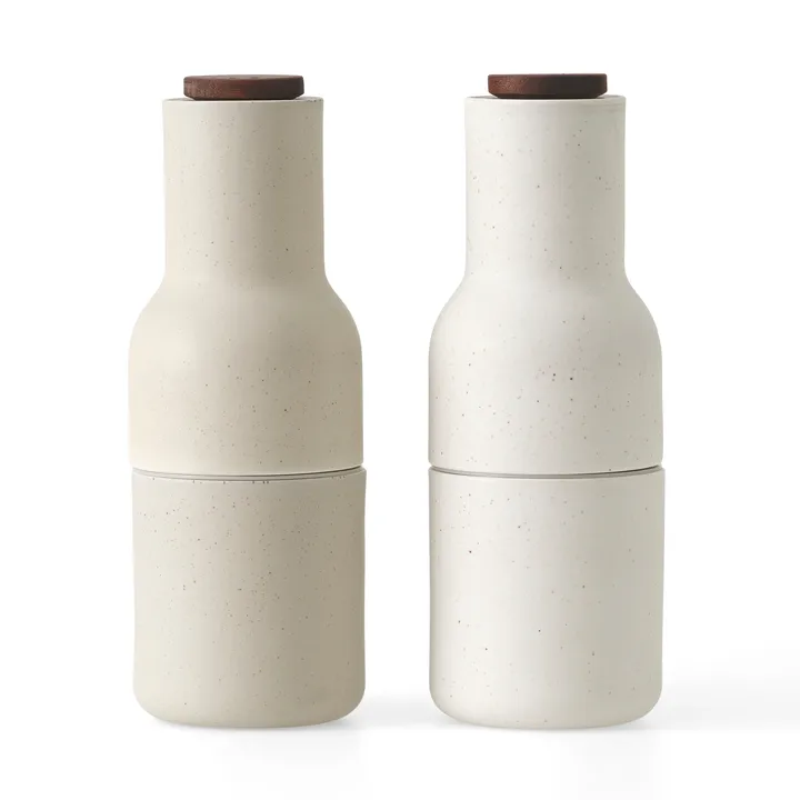 Bottle Grinder spice grinder ceramic 2-pack - Sand (walnut lid) - Audo Copenhagen
