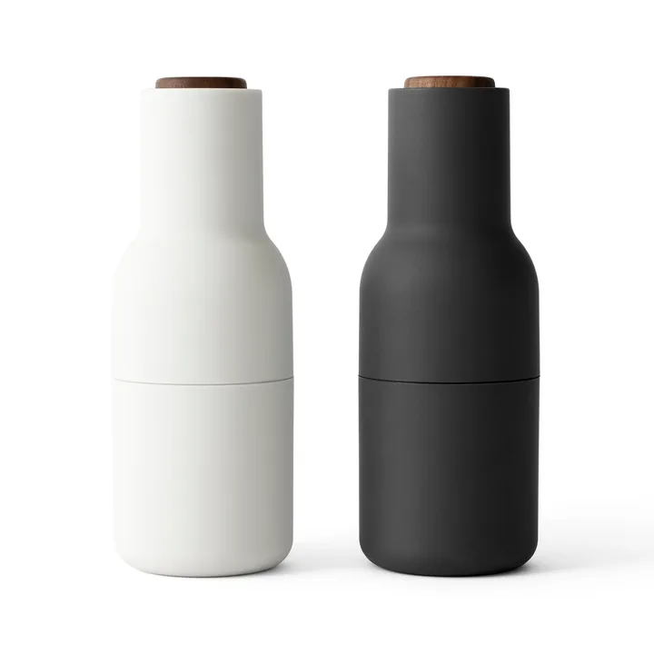 Bottle Grinder spice mill 2-pack - ash-carbon (wallnut lid)  - Audo Copenhagen