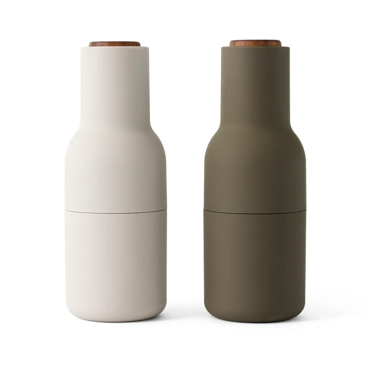 Bottle Grinder spice mill 2-pack, hunting green-beige (wallnut)  Audo Copenhagen