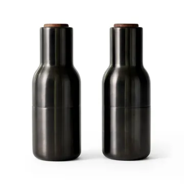 Bottle Grinder spice mill metal 2-pack - Bronzed brass (wallnut lid) - Audo Copenhagen