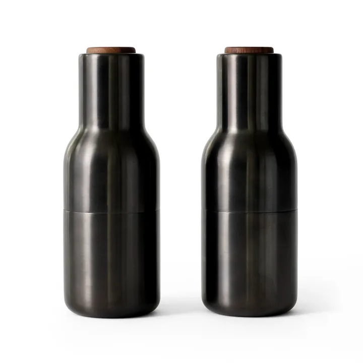 Bottle Grinder spice mill metal 2-pack - Bronzed brass (wallnut lid) - Audo Copenhagen