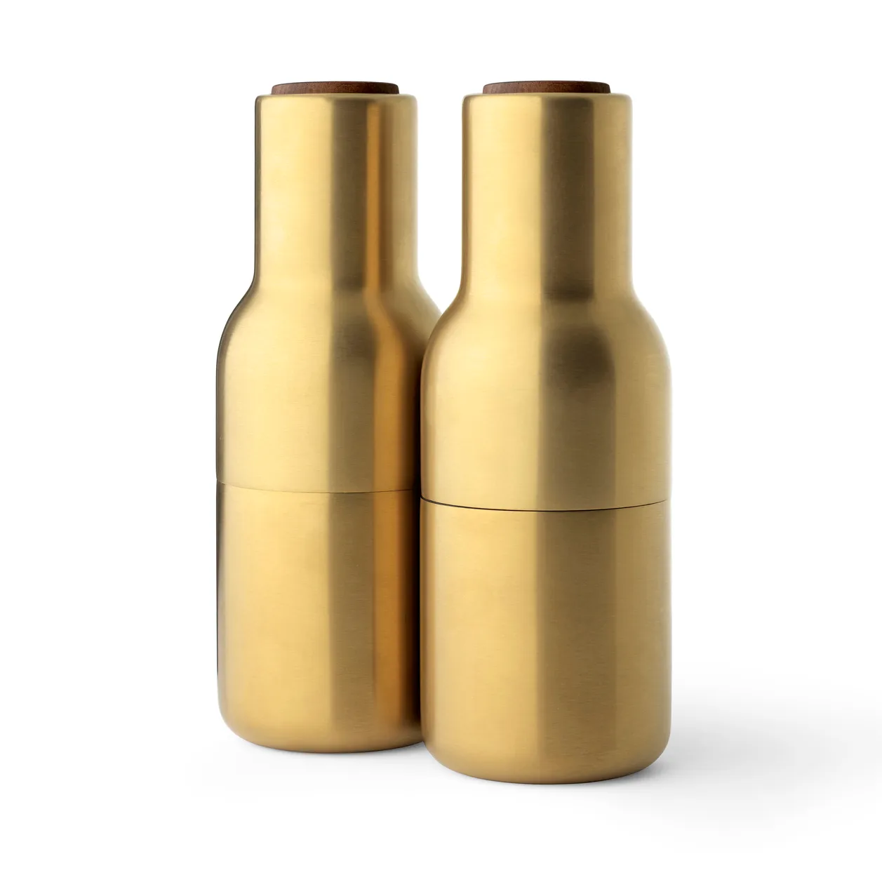 Bottle Grinder spice mill metal 2-pack, Brushed brass (wallnut lid) Audo Copenhagen