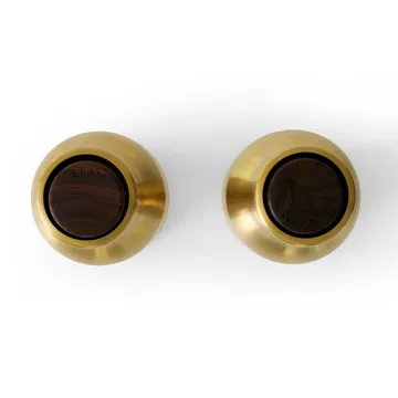 Bottle Grinder spice mill metal 2-pack - Brushed brass (wallnut lid) - Audo Copenhagen