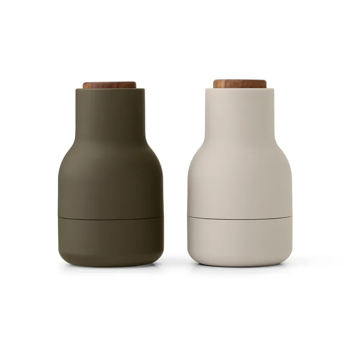 Bottle Grinder spice mill - small 2-pack - Hunting green-beige-walnut - Audo Copenhagen