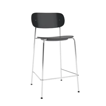 Co Bar Chair bar stool - Black oak-chromed steel, 65 cm - Audo Copenhagen