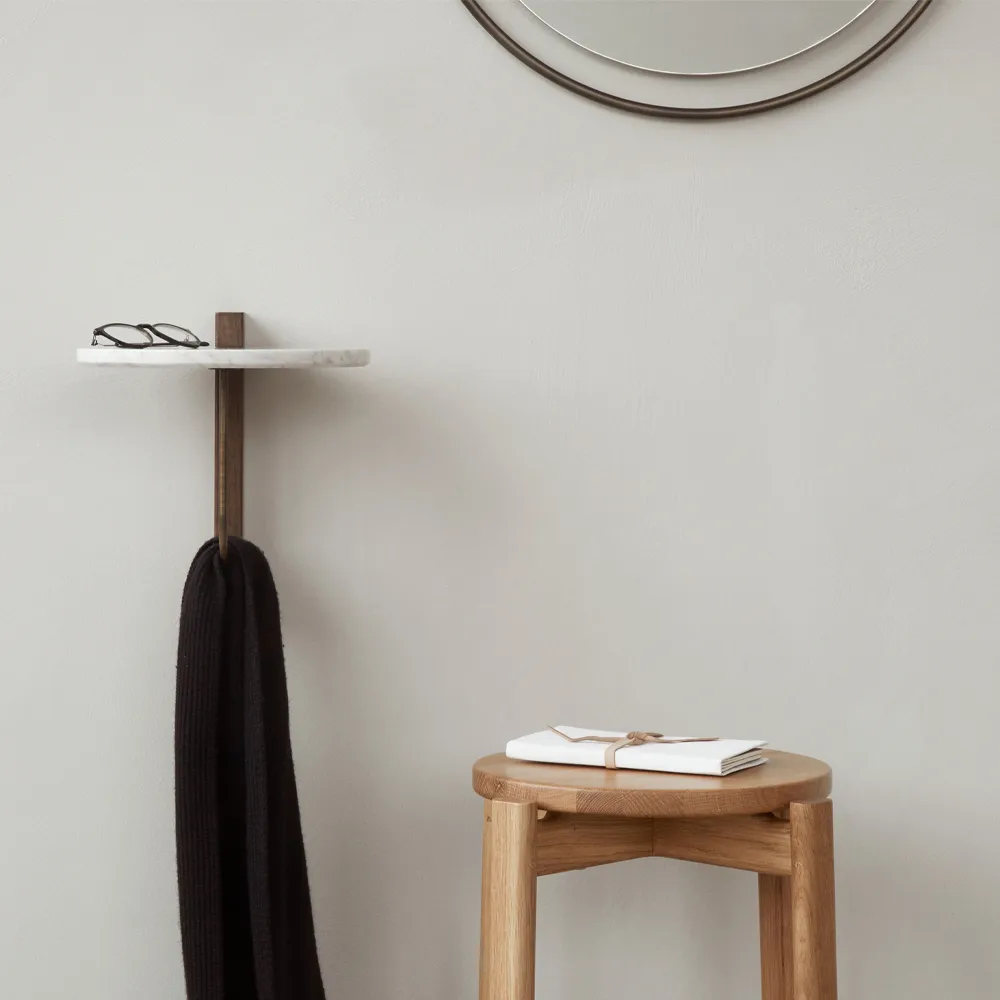 Corbel shelf, Marble carrara, dark stained oak Audo Copenhagen