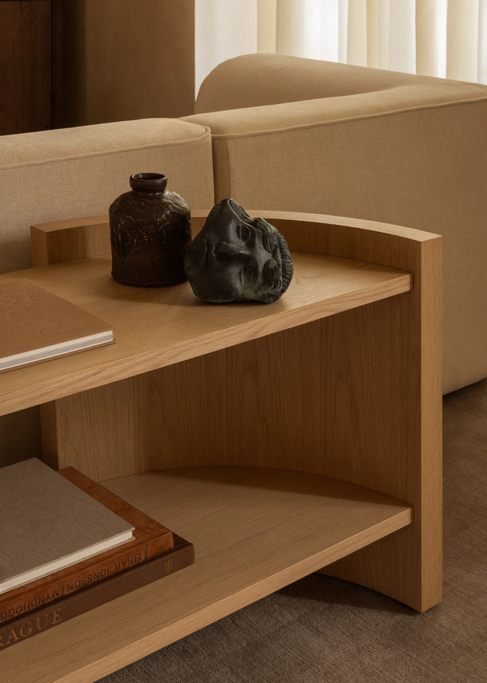 Crescent shelf, Untreated oak, 150x60 cm Audo Copenhagen