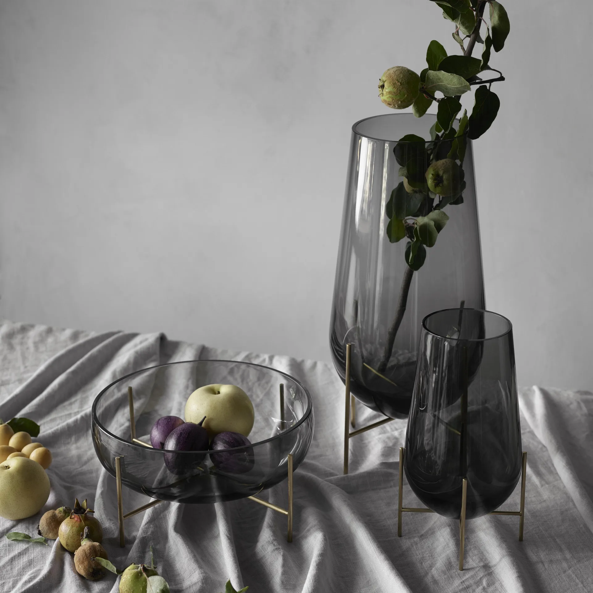 Échasse small vase, smoke-coloured glass Audo Copenhagen