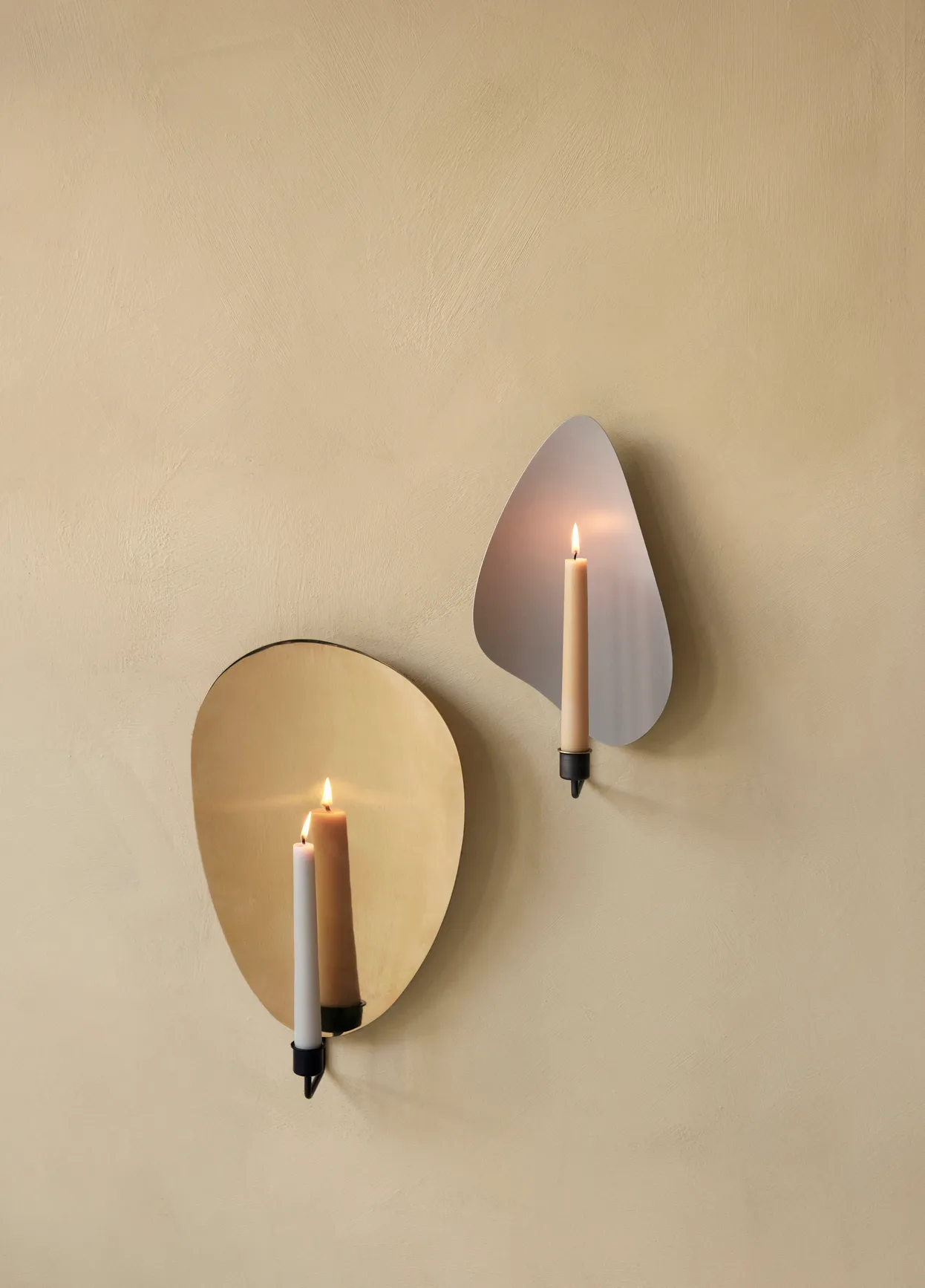 Flambeau candlestick wall 40 cm, Black-polished brass Audo Copenhagen
