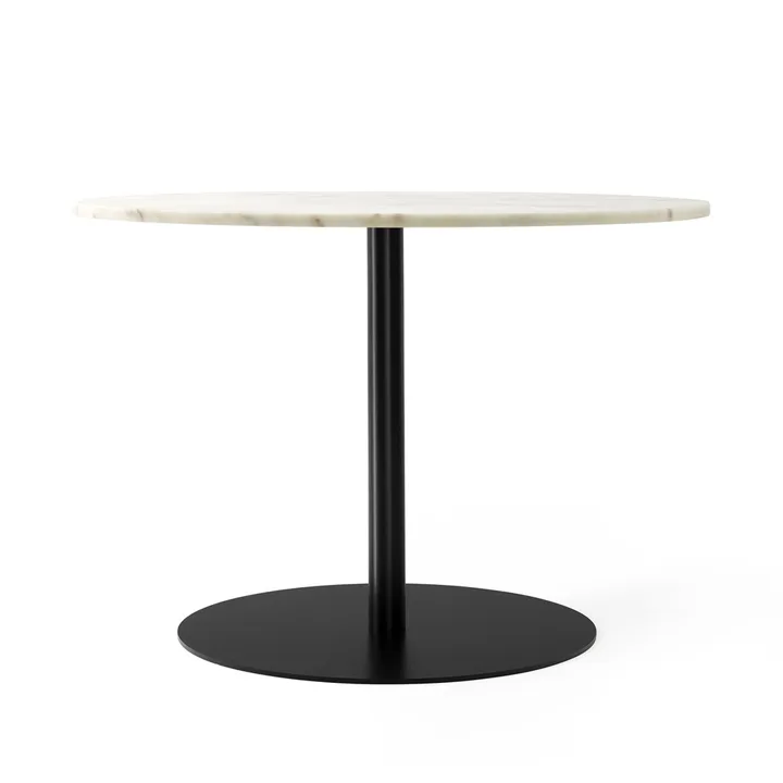 Harbour Column dining table - Marble off white. ø105 cm. black stand - Audo Copenhagen