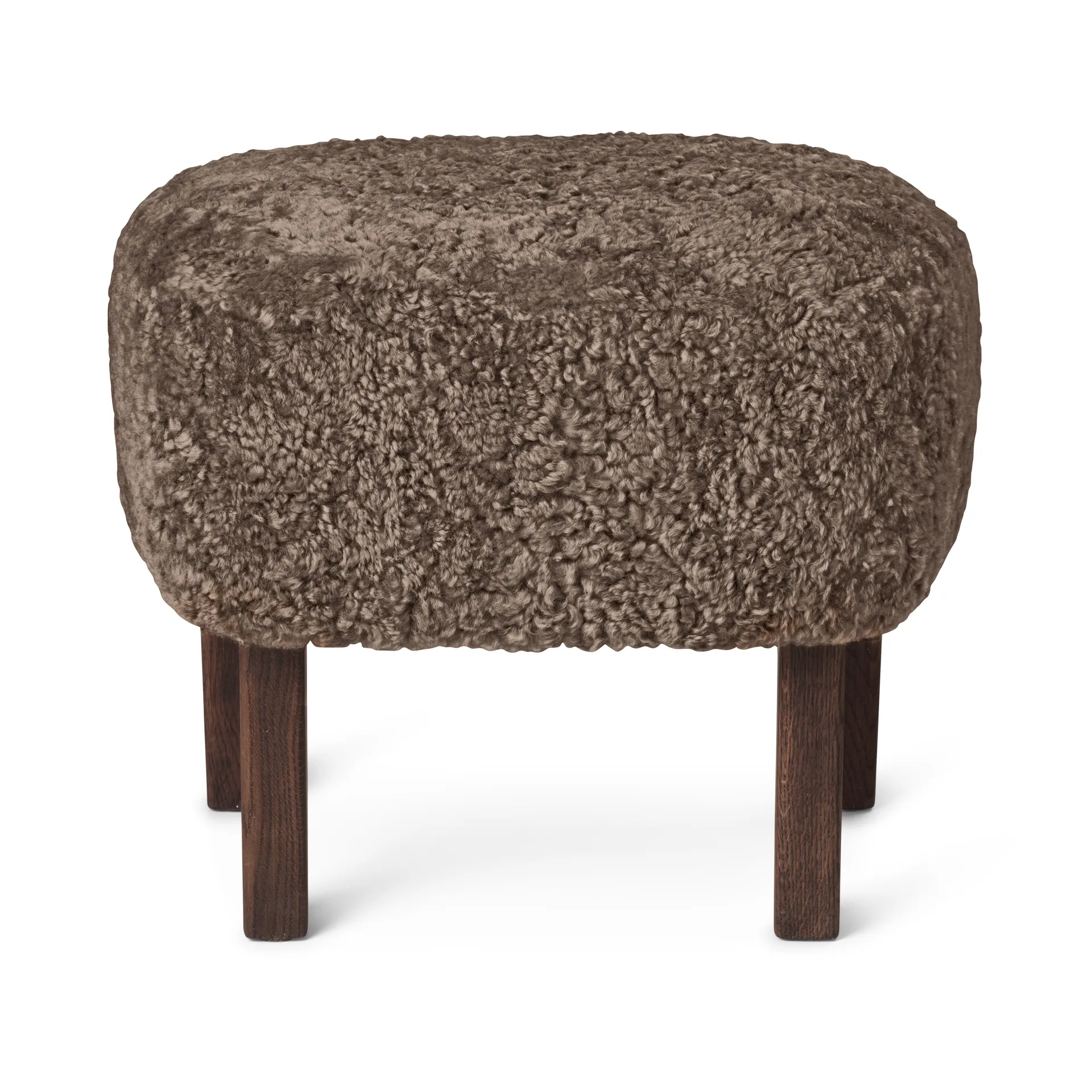 Ingeborg ottoman, Sheep skin sahara-legs in smoked oak Audo Copenhagen