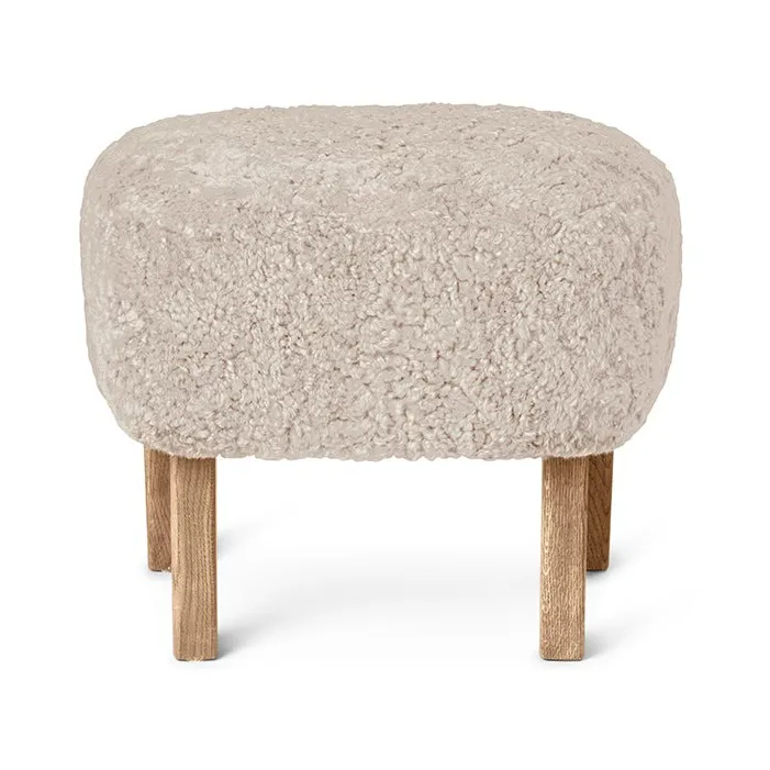 Ingeborg ottoman, Sheepskin moonlight, legs oak nature Audo Copenhagen