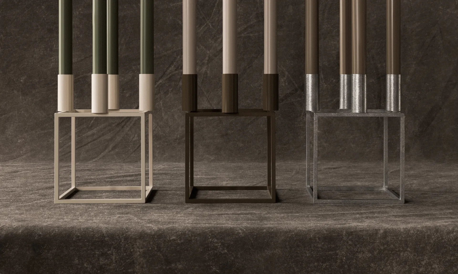 Kubus 4 candle holder, Olive Audo Copenhagen