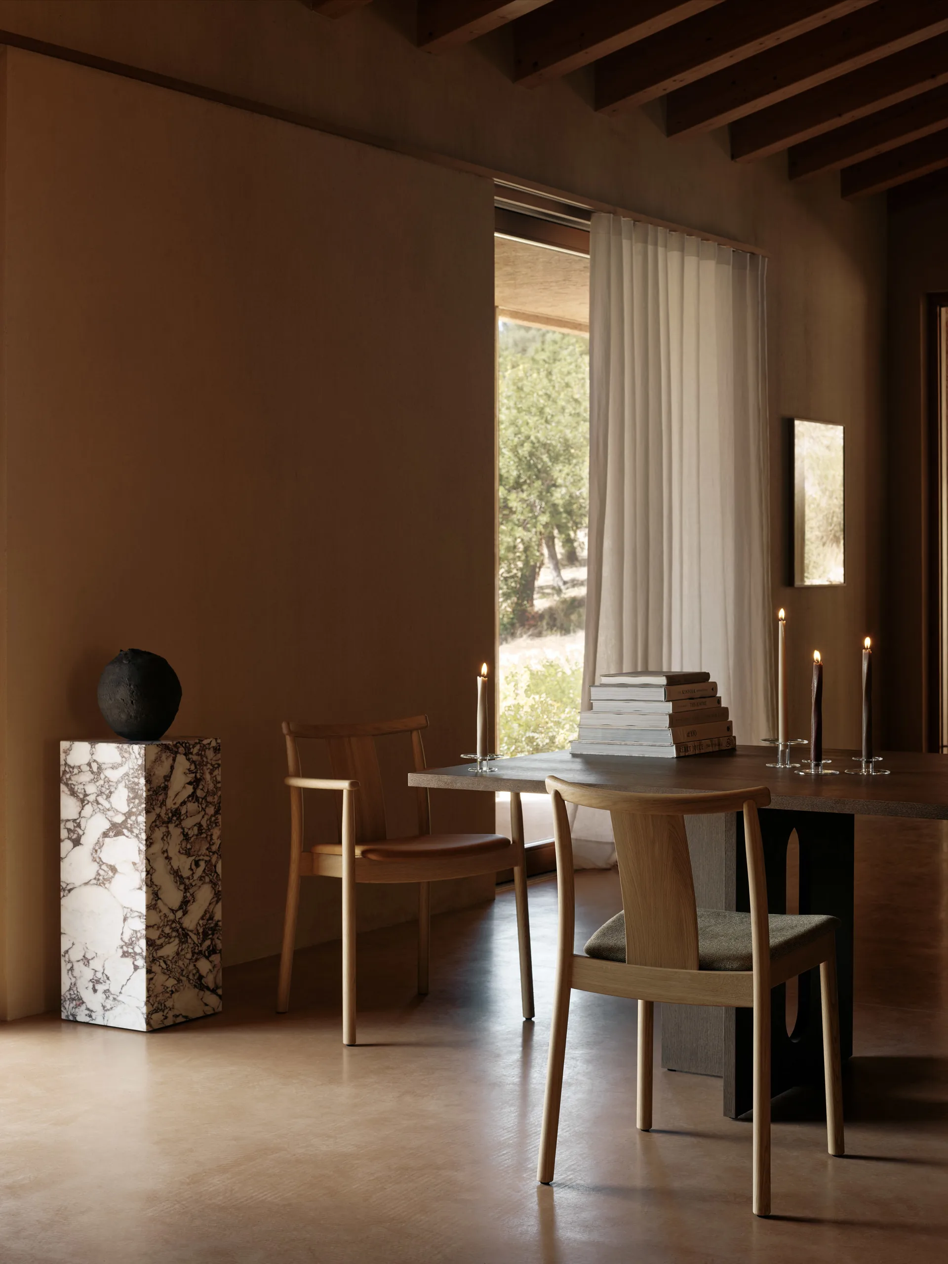 Merkur chair with cushion, Oak-Hallingdal 0200 beige Audo Copenhagen