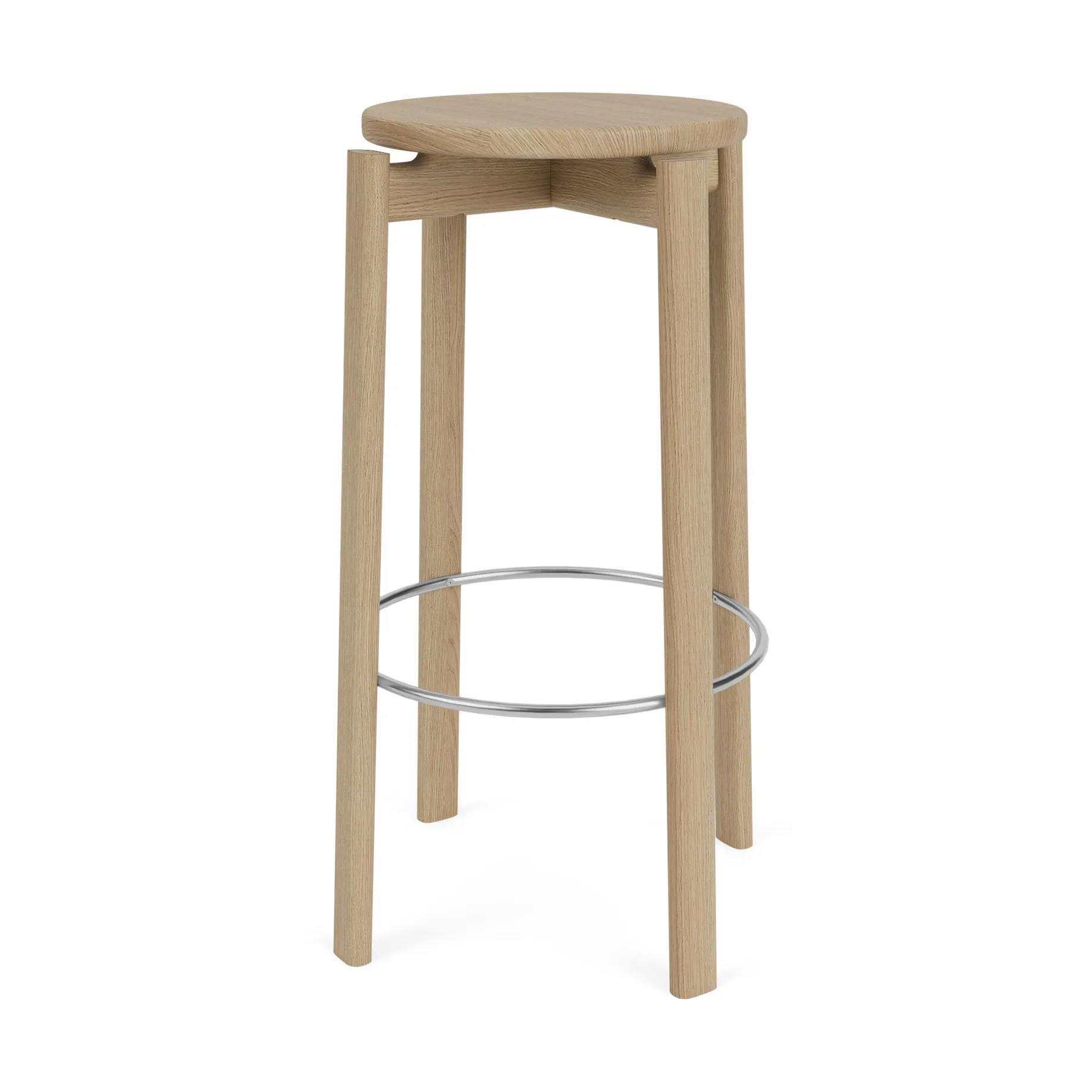 Passage bar stool, Oak-stainless steel, 75 cm Audo Copenhagen