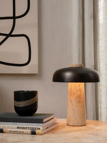 Reverse portable table lamp 24,5 cm - Travertine-bronzed aluminium - Audo Copenhagen