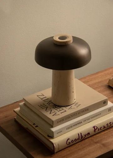 Reverse portable table lamp 24,5 cm - Travertine-bronzed aluminium - Audo Copenhagen