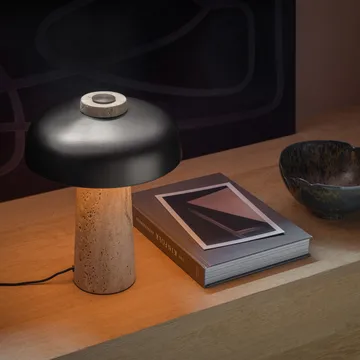 Reverse table lamp 30 cm - travertin-bronzed brass - Audo Copenhagen