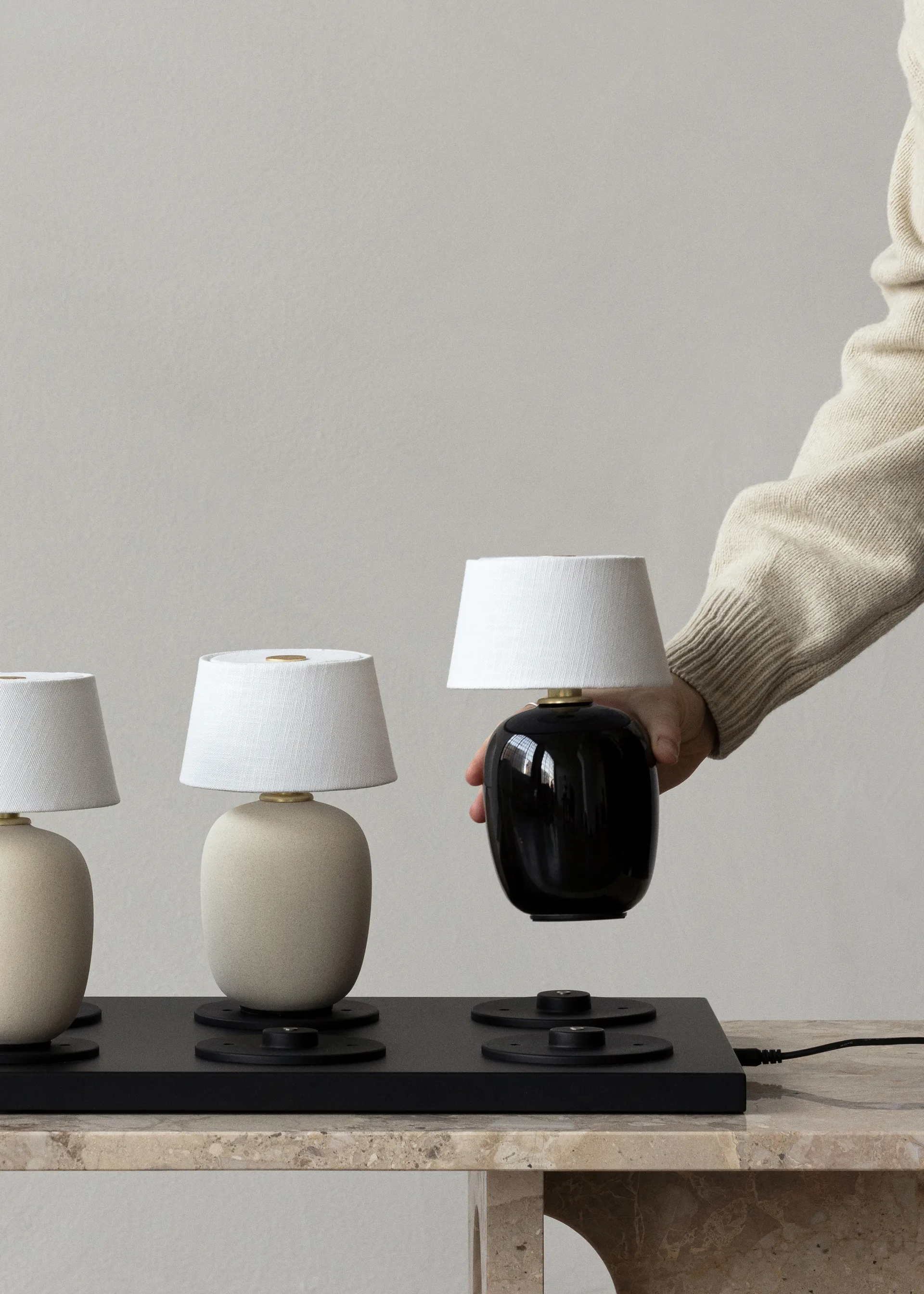 Torso table lamp portable, Black Audo Copenhagen