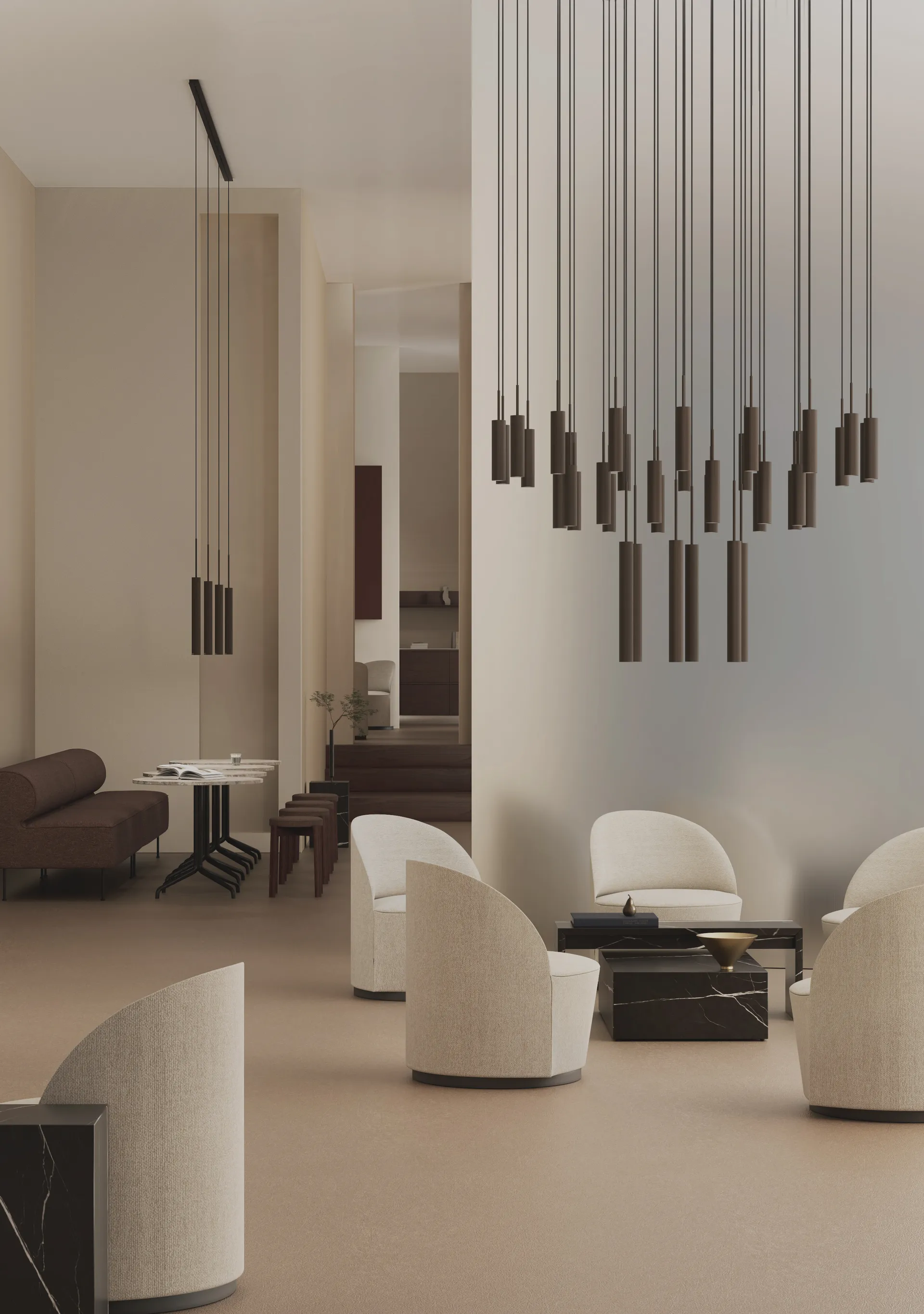 Tubulaire chandelier 38, Anodized bronzed Audo Copenhagen