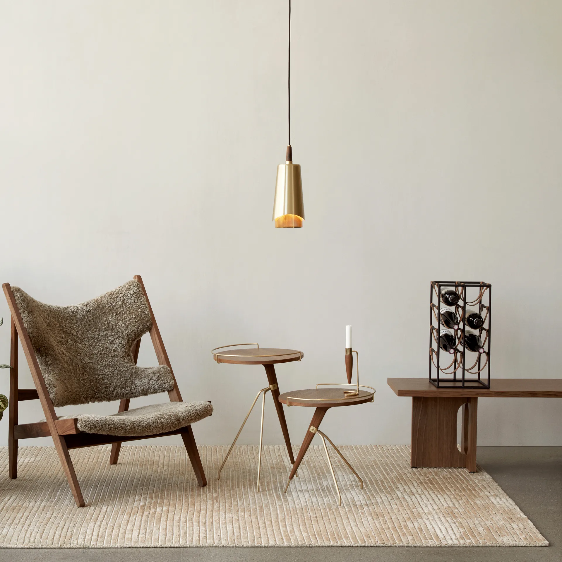 Umanoff side table wallnut-polished brass, 60 cm Audo Copenhagen
