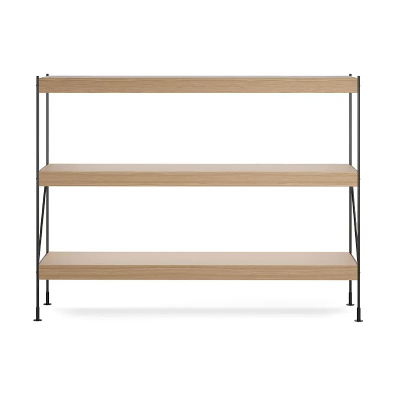 Zet shelving system, Natural oak, 1x3, black steel base Audo Copenhagen
