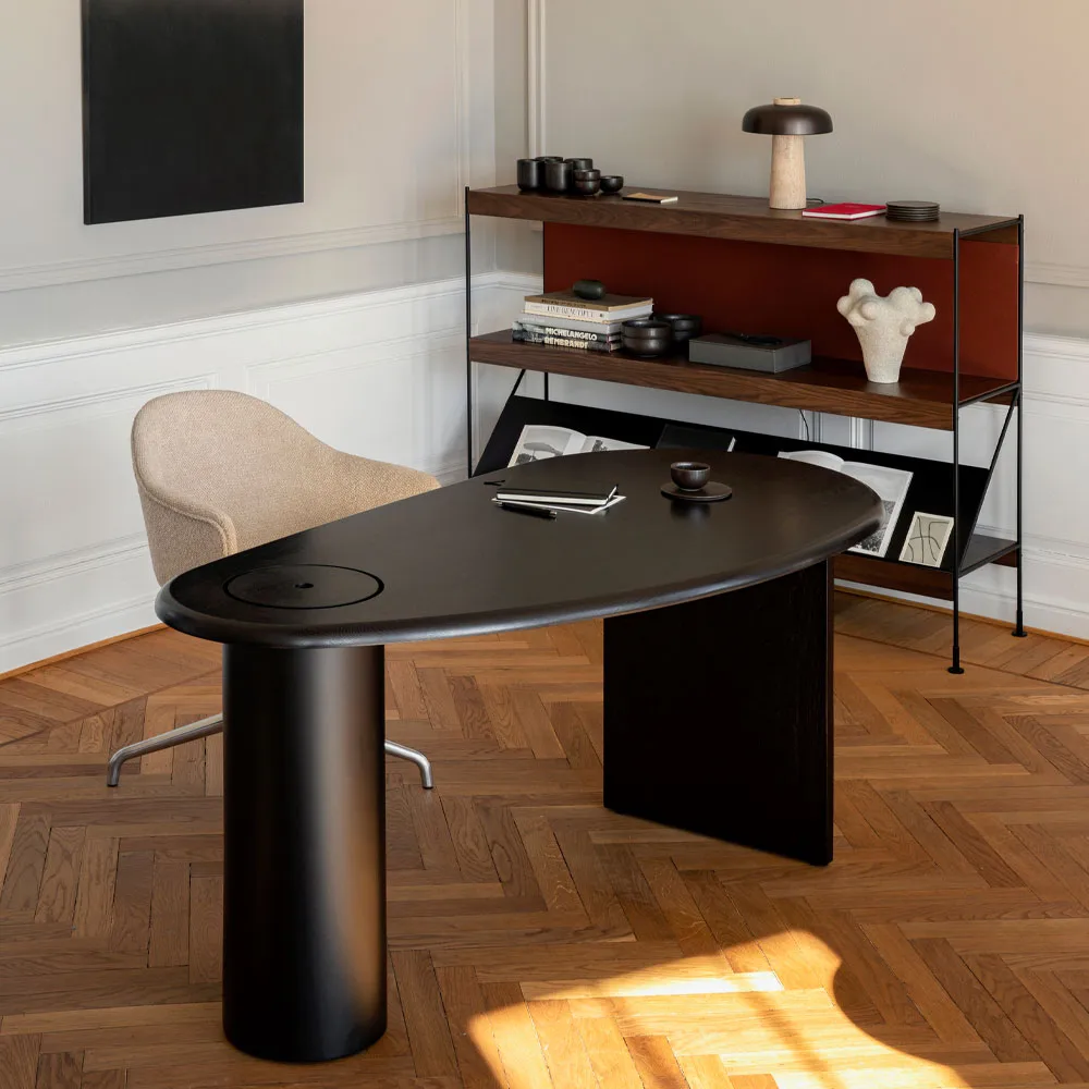 Zet shelving system, Natural oak, 1x3, black steel base Audo Copenhagen