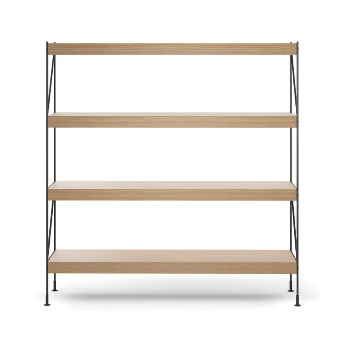 Zet shelving system - Natural oak, 1x4, black steel base - Audo Copenhagen