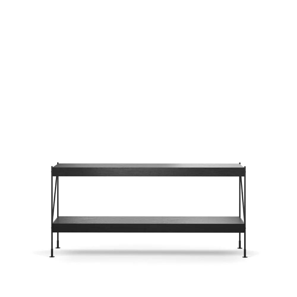 Zet shelving system, Oak black stained, 1x2, black steel base Audo Copenhagen