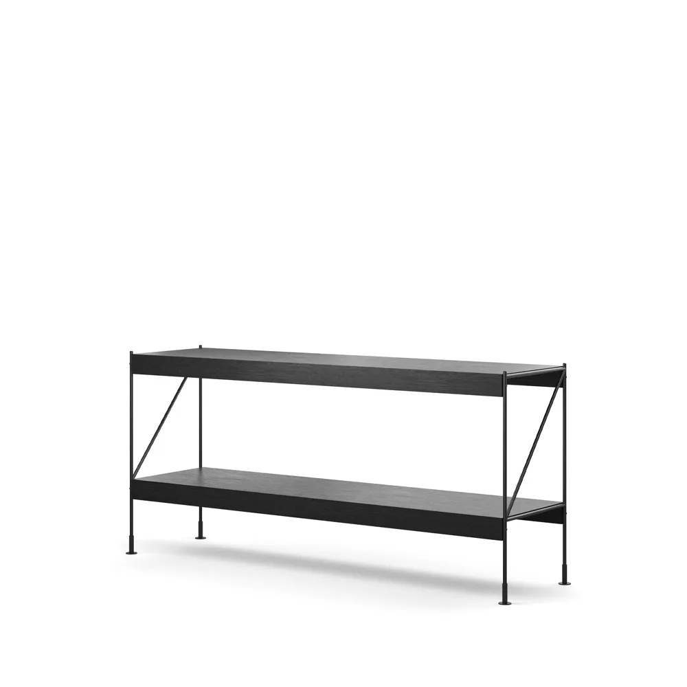 Zet shelving system, Oak black stained, 1x2, black steel base Audo Copenhagen