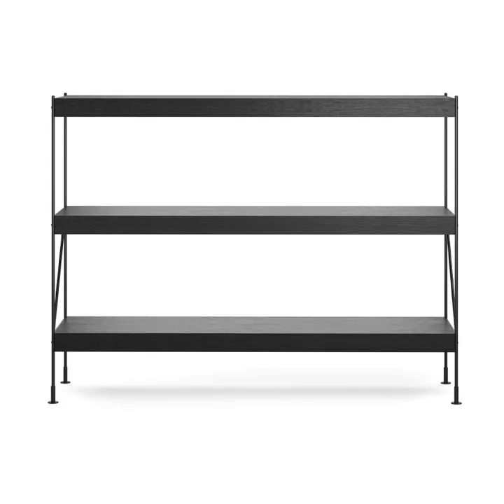 Zet shelving system - Oak black stained, 1x3, black steel base - Audo Copenhagen