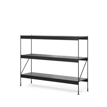 Zet shelving system - Oak black stained, 1x3, black steel base - Audo Copenhagen