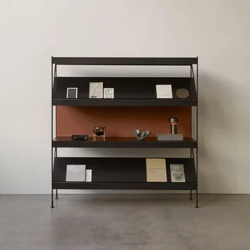 Zet shelving system - Oak black stained, 1x3, black steel base - Audo Copenhagen