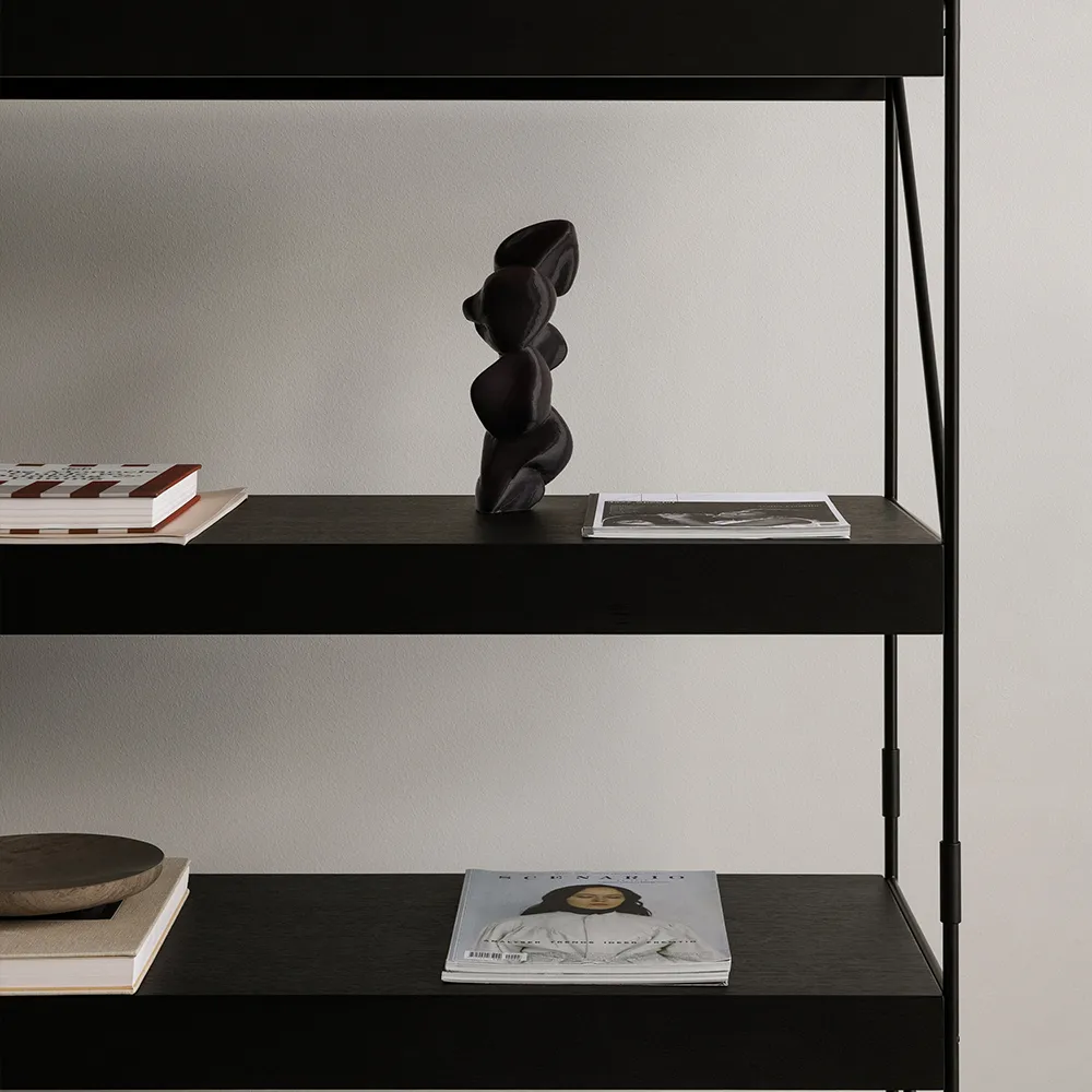Zet shelving system, Oak black stained, 1x3, black steel base Audo Copenhagen