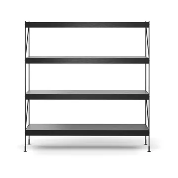 Zet shelving system - Oak black stained, 1x4, black steel base - Audo Copenhagen