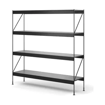 Zet shelving system - Oak black stained, 1x4, black steel base - Audo Copenhagen
