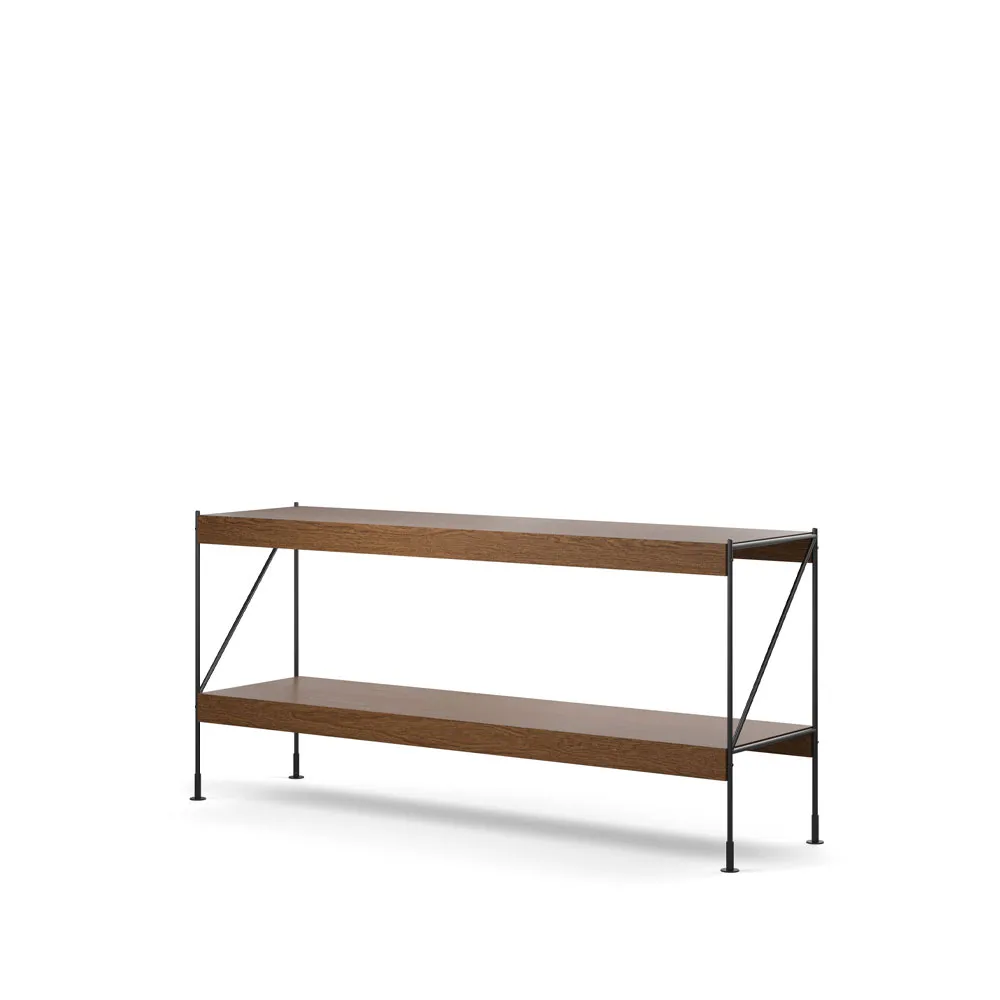 Zet shelving system, Oak dark stained, 1x2, black steel base Audo Copenhagen