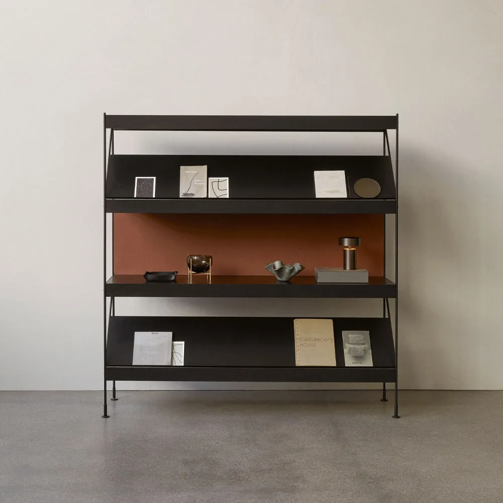Zet shelving system, Oak dark stained, 1x2, black steel base Audo Copenhagen