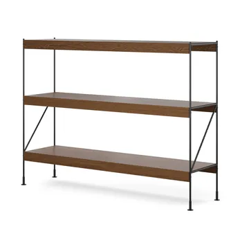 Zet shelving system - Oak dark stained, 1x3, black steel base - Audo Copenhagen