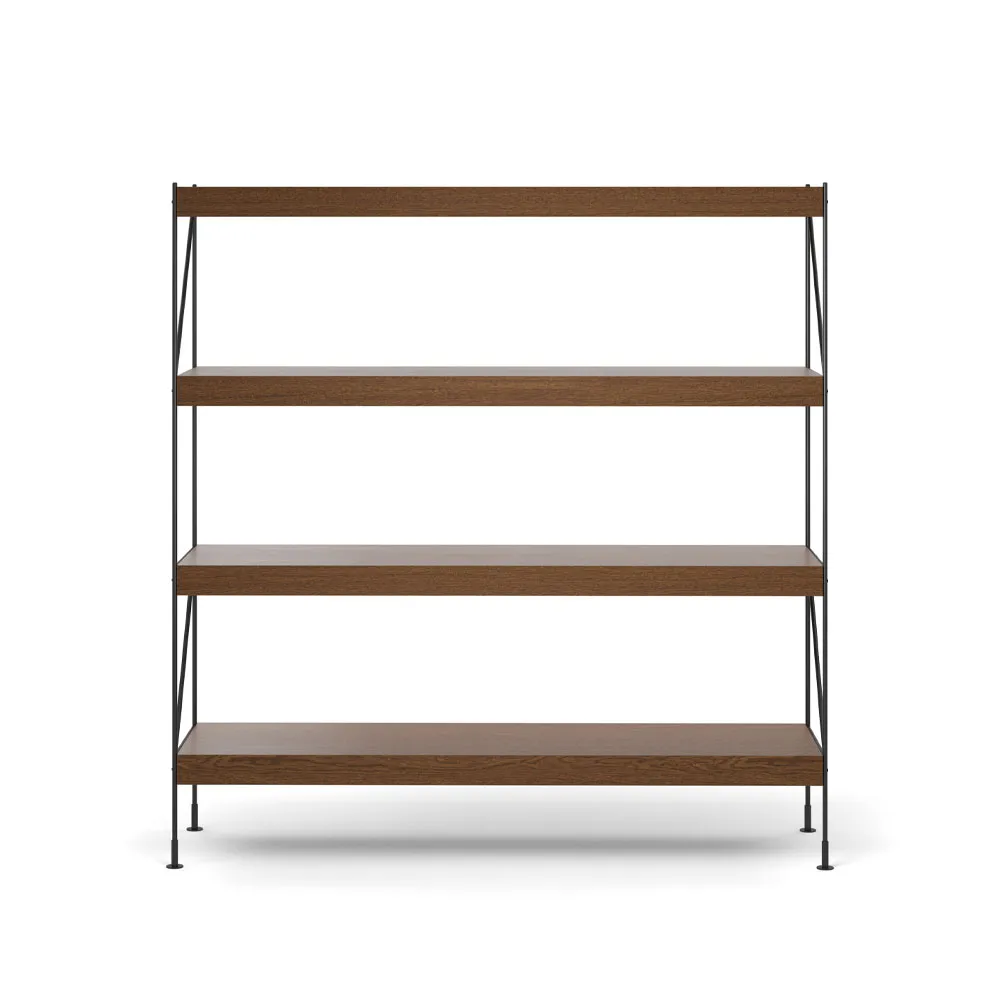 Zet shelving system, Oak dark stained, 1x4, black steel base Audo Copenhagen