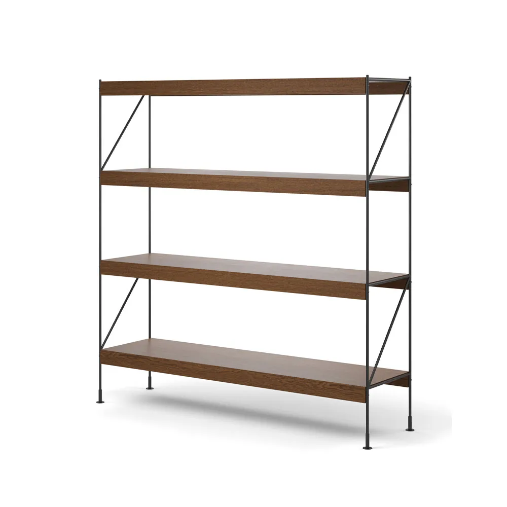 Zet shelving system, Oak dark stained, 1x4, black steel base Audo Copenhagen