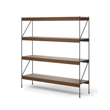 Zet shelving system - Oak dark stained, 1x4, black steel base - Audo Copenhagen